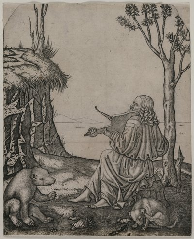 Orfeo encantando a los animales, c. 1505 de Marcantonio Raimondi