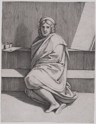 Retrato de Rafael, sentado de Marcantonio Raimondi