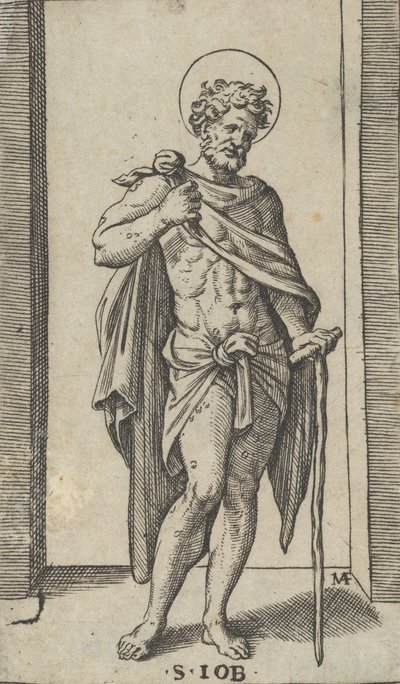 San Job, con una capa, de la serie 