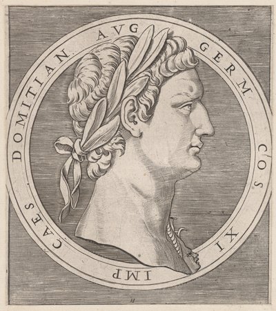 Speculum Romanae Magnificentiae: Domiciano, de Los Doce Césares de Marcantonio Raimondi