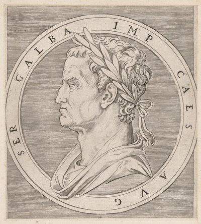 Speculum Romanae Magnificentiae: Galba, de Los Doce Césares de Marcantonio Raimondi