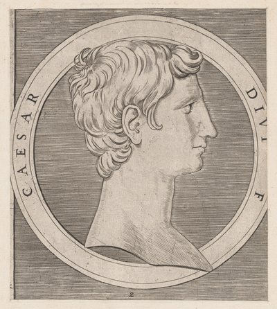 Speculum Romanae Magnificentiae: Octavio Augusto, de Los Doce Césares de Marcantonio Raimondi