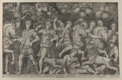 Speculum Romanae Magnificentiae: La caza del león, ca. 1500-1534 de Marcantonio Raimondi