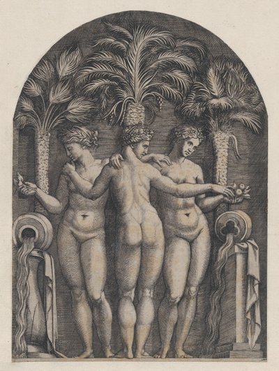 Speculum Romanae Magnificentiae: Las Tres Gracias, ca. 1500-1534 de Marcantonio Raimondi