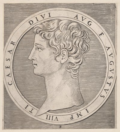 Speculum Romanae Magnificentiae: Tiberio, de Los Doce Césares de Marcantonio Raimondi