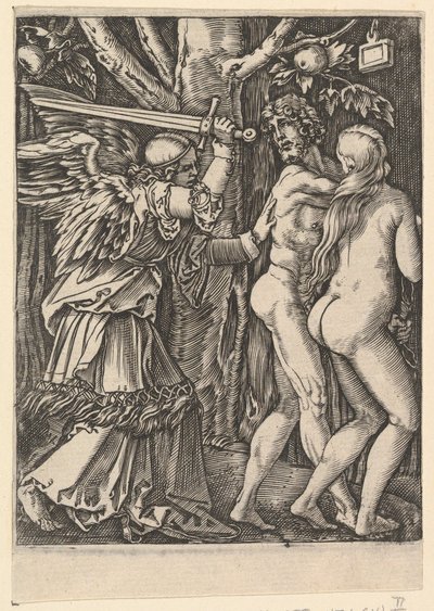 La expulsión del paraíso, según Durero de Marcantonio Raimondi