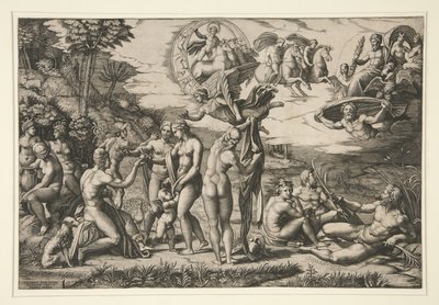 El juicio de Paris, después de Rafael, c.1510-20 de Marcantonio Raimondi