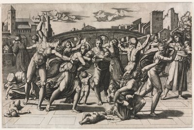 La masacre de los inocentes sin el abeto de Marcantonio Raimondi