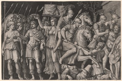 Trajano coronado por la victoria de Marcantonio Raimondi