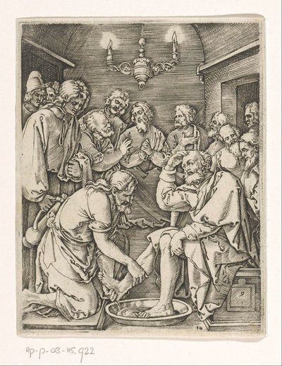 Lavado de pies de Pedro
Pasión de Cristo (título de la serie) de Marcantonio Raimondi