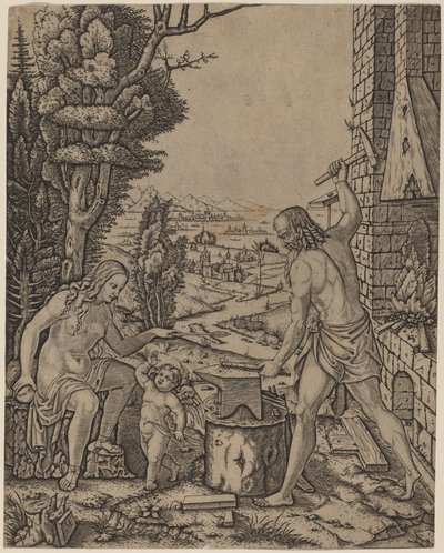 Vulcano, Venus y Eros de Marcantonio Raimondi