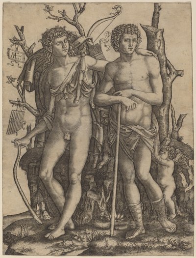Apolo y Jacinto de Marcantonio Raimondi after Francesco Francia