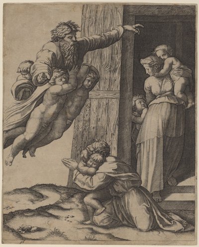 Dios Apareciendo a Noé de Marcantonio Raimondi after Raphael