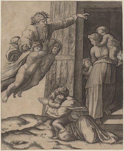 Dios Apareciendo a Noé de Marcantonio Raimondi after Raphael