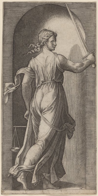 Justicia de Marcantonio Raimondi after Raphael