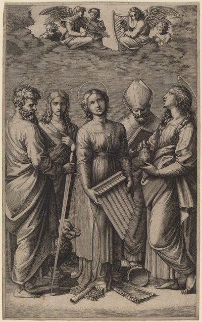 Santa Cecilia de Marcantonio Raimondi after Raphael