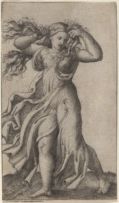 Mujer tirándose del pelo de Marcantonio Raimondi possibly after Francesco Francia