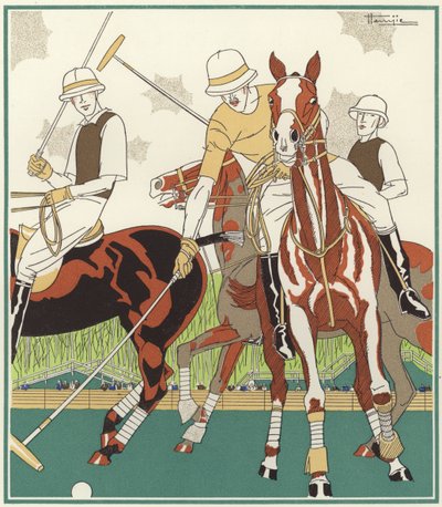 Polo en Le Touquet (litografía en color) de Marcel Jacques Hemjik