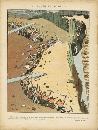 Ilustración de Marcel Capy (1865-1941) en Le Rire, 27/04/12 - Día del Trabajo - Arquitectura Urbanística, Trabajo, 1 de Mayo - Terraceros de Marcel Amable O.L. Capy