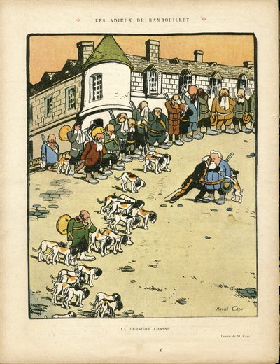 Ilustración de Marcel Capy (1865-1941) en Le Rire, 22/02/13 - Les farewell de Rambouillet - Caza, Presidente de la República, Rambouillet - Fallieres Armand (1841-1931) de Marcel Amable O.L. Capy