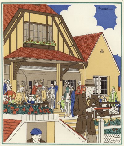 Club de tiro al pichón de Le Touquet (litografía en color) de Marcel Jacques Hemjik
