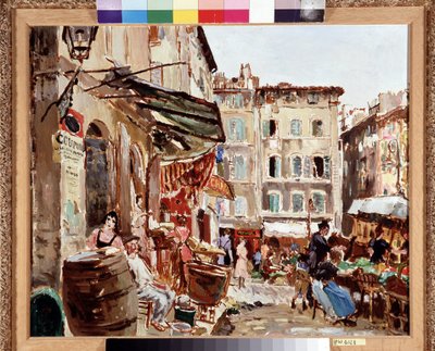 Le marche place de Lenche a Marseille Pintura de Marcel Leprin (1891-1933) Dim. 50x61 cm Mención obligatoria: Colección Fundación Saludos de Provenza, Marsella de Marcel Leprin