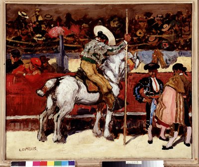 Picador y matador en la plaza de toros. Pintura de Marcel Leprin (1891-1931) Dim. 50x61 cm Mención obligatoria: Colección fondation regards de Provence, Marsella de Marcel Leprin