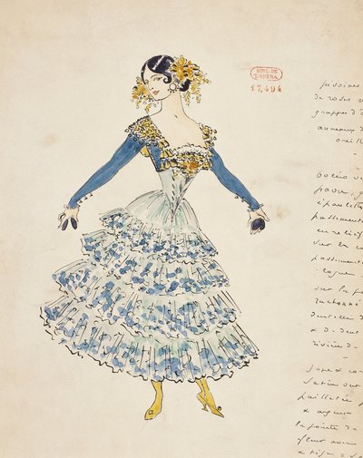 Carmen, boceto de vestuario de Marcel Multzer (1866-1937) para el acto II de Carmen, de Georges Bizet (1838-1875) de Marcel Multzer