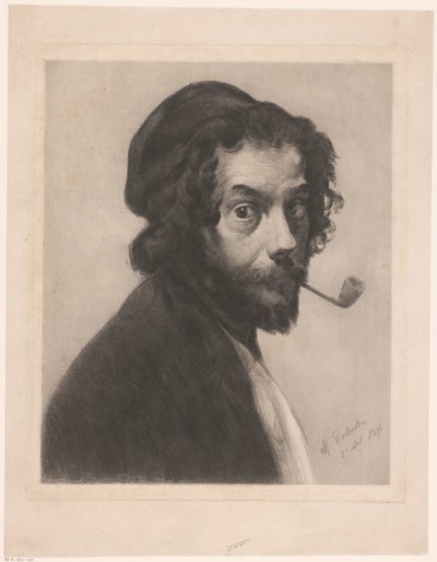 Autorretrato con pipa de Marcellin Gilbert Desboutin (signed by artist)