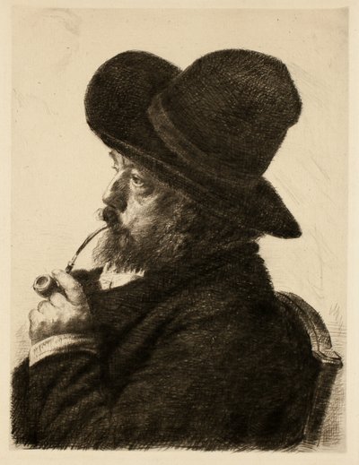 Fumando con Sombrero Grande (Autorretrato) de Marcellin Gilbert Desboutin