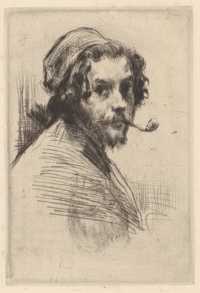 Autorretrato de Marcelino Gilbert Desboutin con pipa de Marcellin Gilbert Desboutin