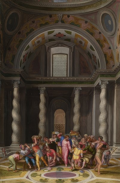 Jesús Expulsa a los Cambistas del Templo de Marcello Venusti
