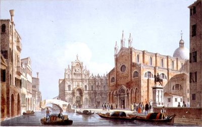 La iglesia de SS. Giovanni y Paolo y S. Marco, Venecia, grabado por Brizeghel de Marco (after) Moro