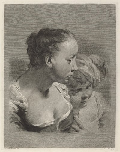 Joven mujer y un niño mirando a la derecha de Marco Alvise Pitteri after Giovanni Battista Piazzetta