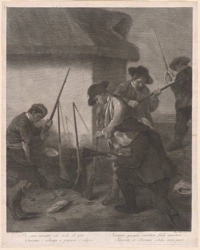 Los sirvientes preparan las armas para la caza de Marco Alvise Pitteri after Pietro Longhi
