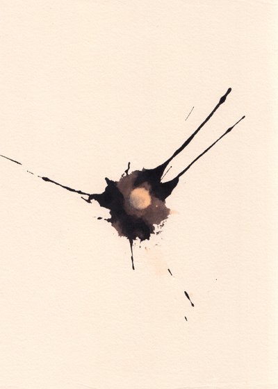 Blot 2, 2018 (tinta y lejía sobre papel) de Marco Campedelli
