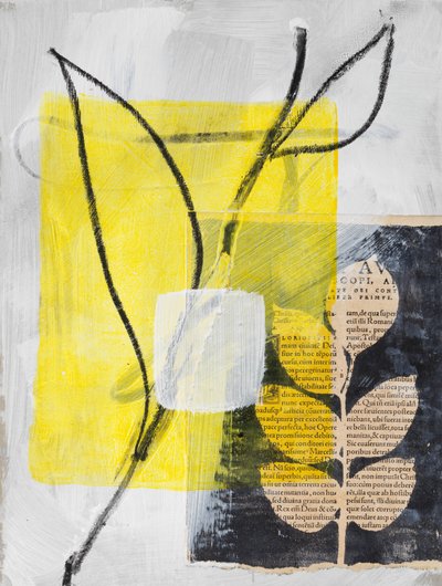 Collage con Calla y hojas, 2024 (técnica mixta) de Marco Campedelli