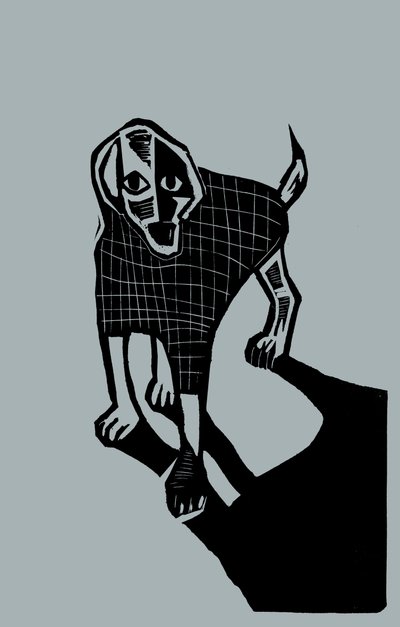 Perro, 2023 (linóleo sobre papel) de Marco Campedelli