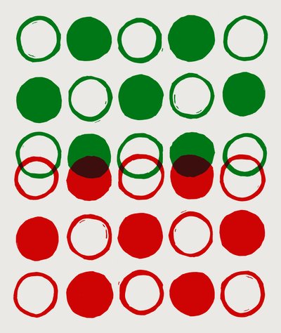 Dots, Circles, 2023 (linóleo sobre papel) de Marco Campedelli