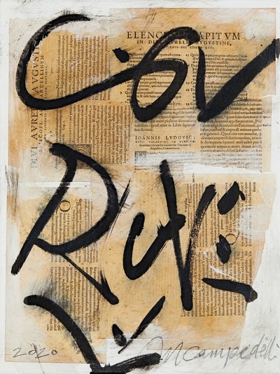 Texto #09, 2020 (collage, técnica mixta sobre lienzo) de Marco Campedelli