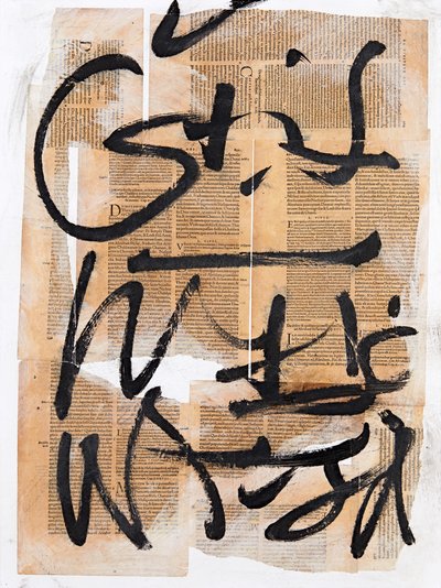 Texto #19, 2020 (collage, técnica mixta sobre lienzo) de Marco Campedelli