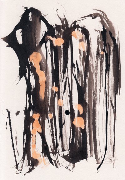 Wabi Sabi, 2018 (tinta y lejía sobre papel) de Marco Campedelli
