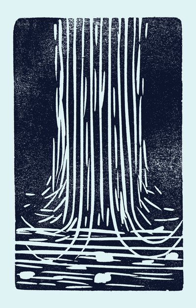 Cascada, 2014 (linóleo sobre papel) de Marco Campedelli