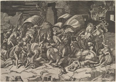 Batalla con un alfanje, ca. 1515-27 de Marco Dente
