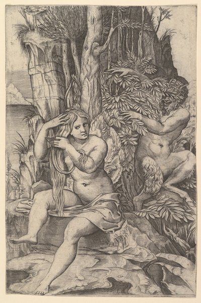 Pan espiando a la ninfa Siringa de Marco Dente