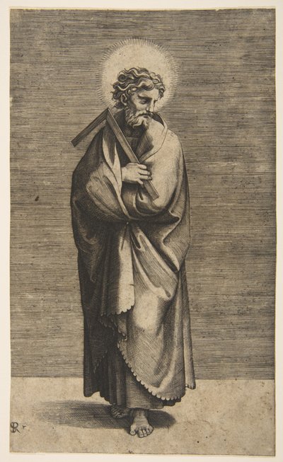 San Tomás sosteniendo una escuadra, su cabeza girada a la derecha, ca. 1515-27 de Marco Dente