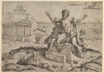 Speculum Romanae Magnificentiae: Relieves antiguos con Laocoonte, ca. 1516-20 de Marco Dente