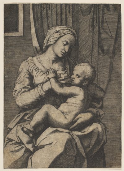 Virgen amamantando al niño Cristo en su regazo, 1515-20 de Marco Dente
