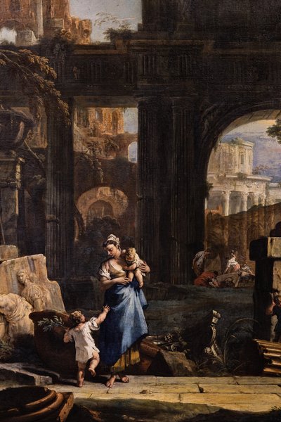 Perspectiva con ruinas y figuras, detalle de Marco & Sebastiano (1659 1734) Ricci