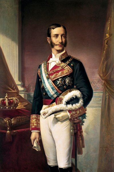 Retrato de Alfonso XII, Rey de España (óleo sobre lienzo) de Marcos Giraldez de Acosta